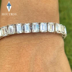 0.5/1Carat Emerald Cut Full Moissanite Tennis Bracelet GRA Certified 925 Sterling Silver Dainty Bracelets for Women Men Jewelry