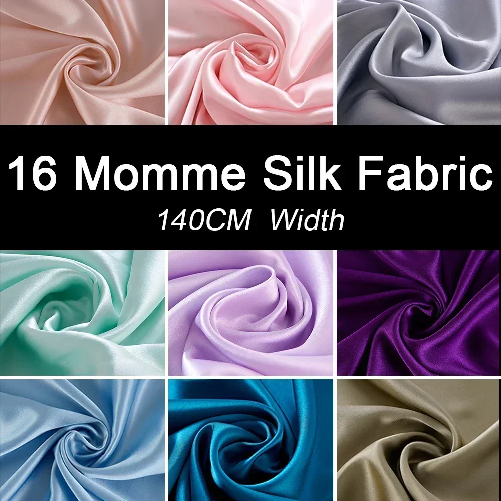 100% Pure Silk Fabric 140CM Width 16 Momme Natural Mulberry Silk Fabric High-quality Plain Crepe Satin