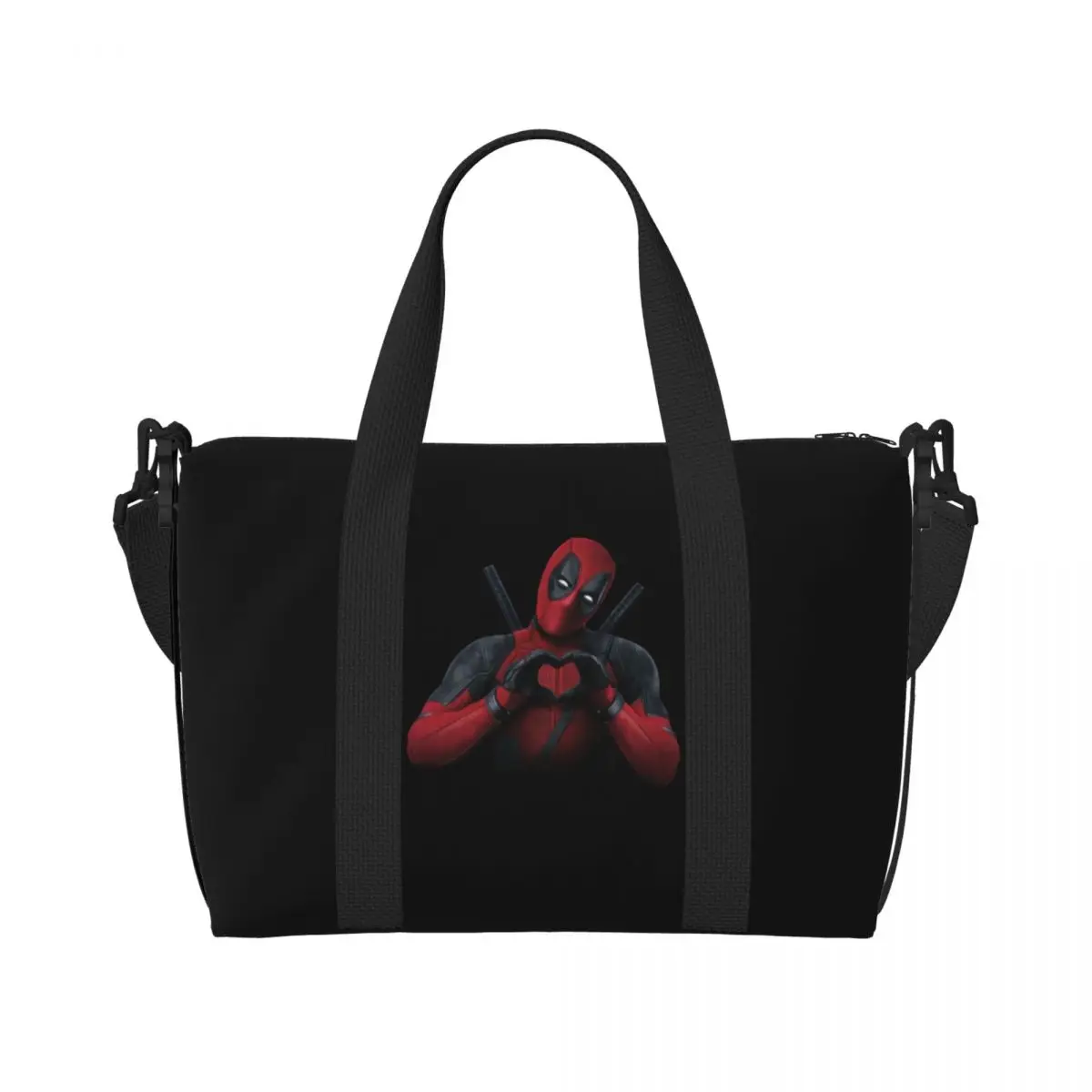 

Пляжная большая сумка с сердечком Дэдпула на заказ, женские пляжные дорожные сумки с большим отделением для спортзала