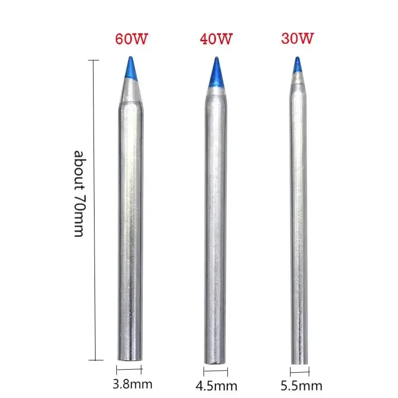 30W/40W/60W Universal Blue Pointed Welding Tips Lead-Free Pointed Electric Welding Head External Hot Soldering Iron Welding Tool