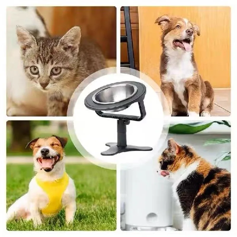 Dog Bowl Elevated Stand Cat Feeder Bowl Adjustable Height Stainless Steel Food Bowls Stand Feeders Table Pet Dog Accessories