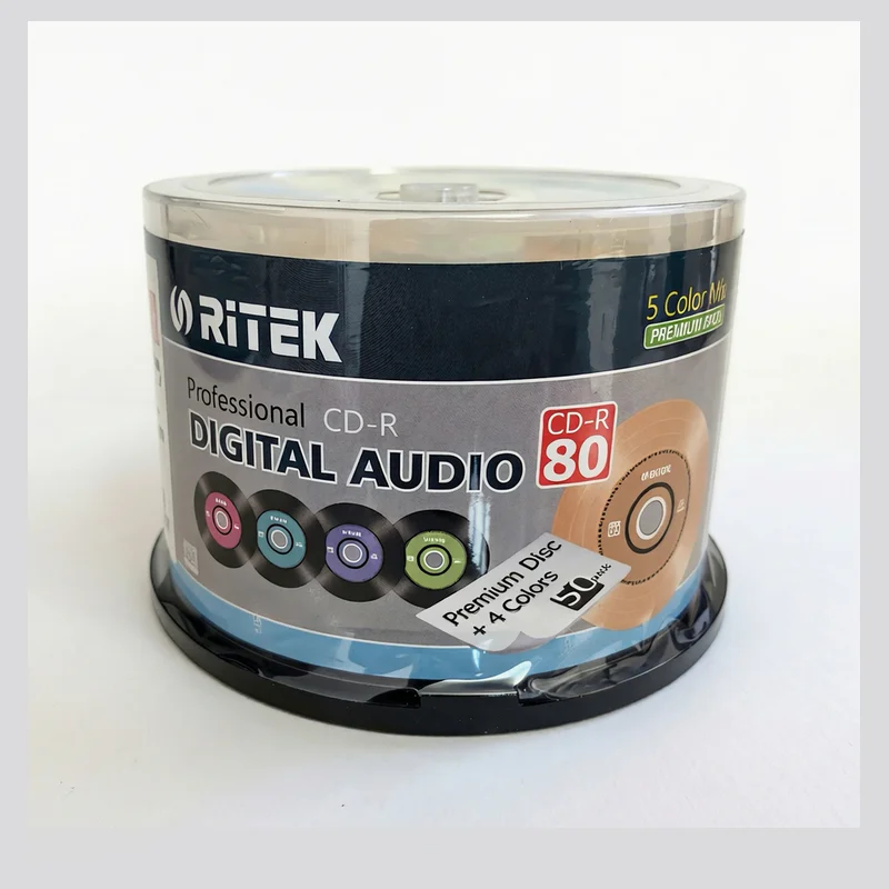 

Ritek Digital Audio CD-R Disc Black Music CDR 52X 700MB 80Min 5 цветов 50 шт./упаковка