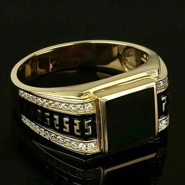 Metal Glossy Rings for Men Geometric Width Signet Square Finger Punk Style Fashion Ring Jewelry Accessories Wholesale