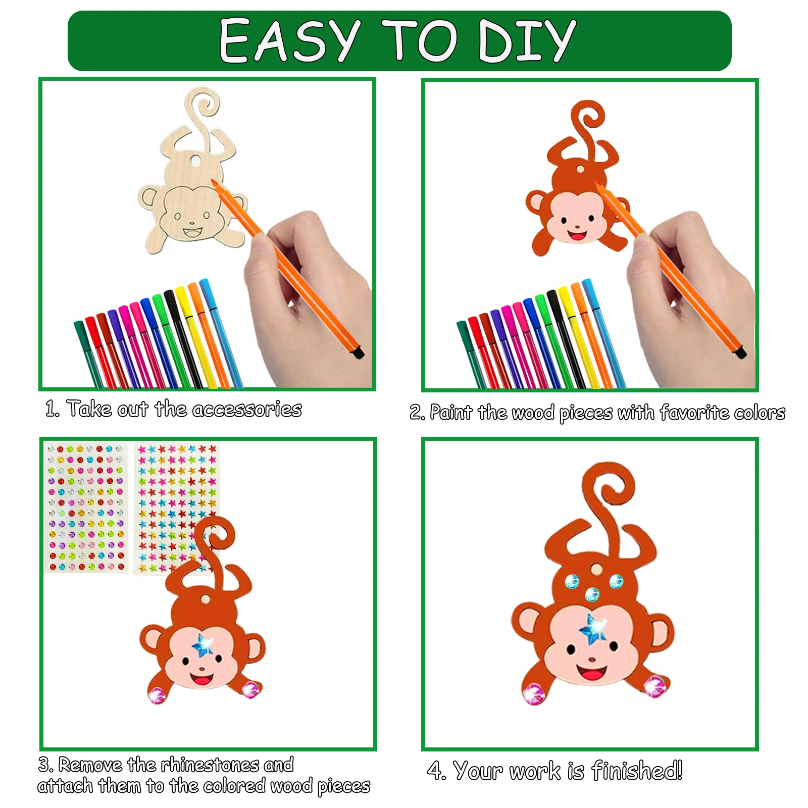 242 stuks dier houten ambachtset, 18 onvoltooide dieren houten hangers, verjaardagsambachten, schilderij houten hangers, houten ambachten