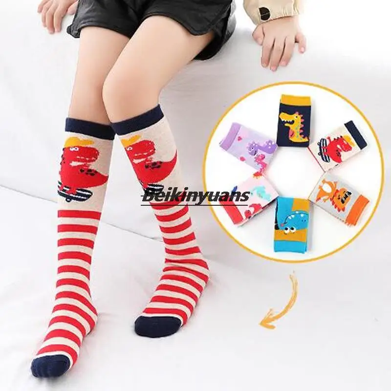 Fan Dinosaur cartoon children's straight stockings socks without knee-length sock