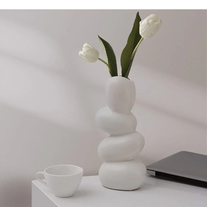 Ceramic Vase Egg Shaped Desktop Vases Dry Flower Arrangements Indoor Home Furnishing Decoration