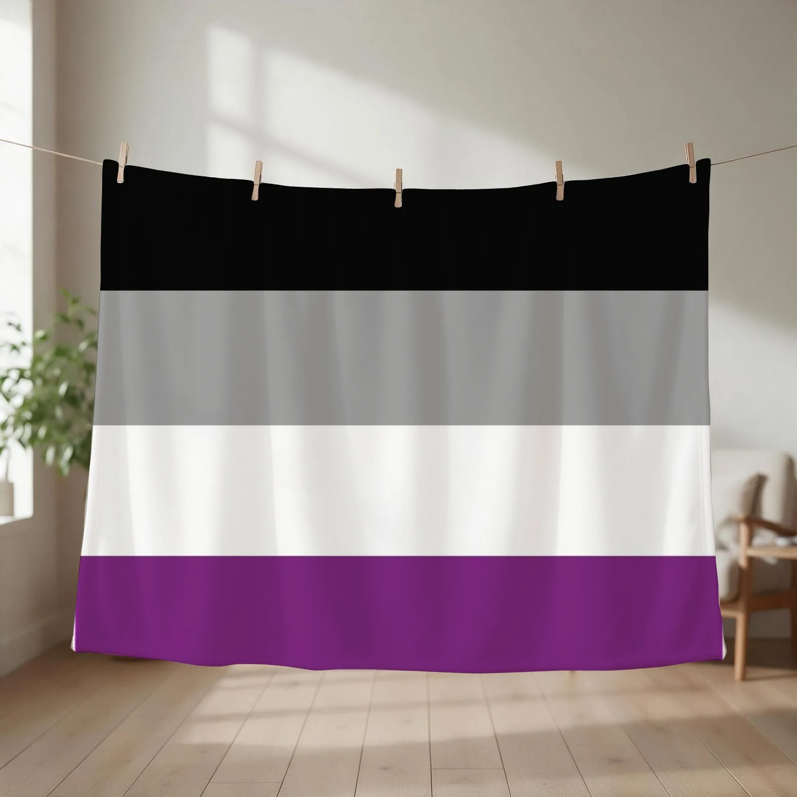 Asexual flag Throw Blanket couch cozy soft plush fuzzy picnic outdoor blanket
