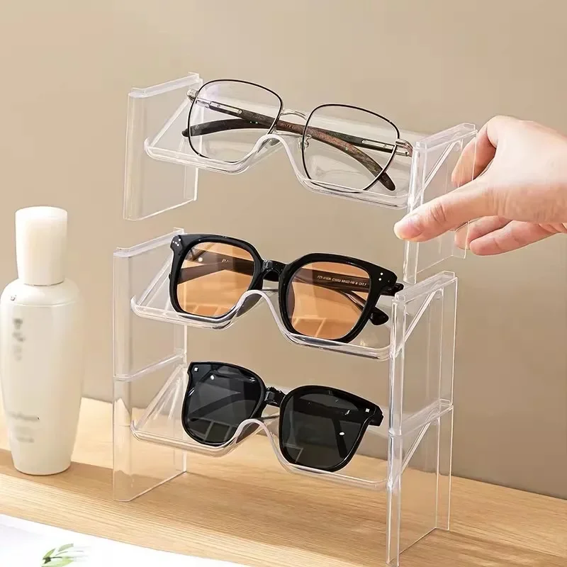 Acrylic Glasses Display Stand, Two-layer Sunglasses Storage Bracket, Household Desktop Glasses Storage Display Stand