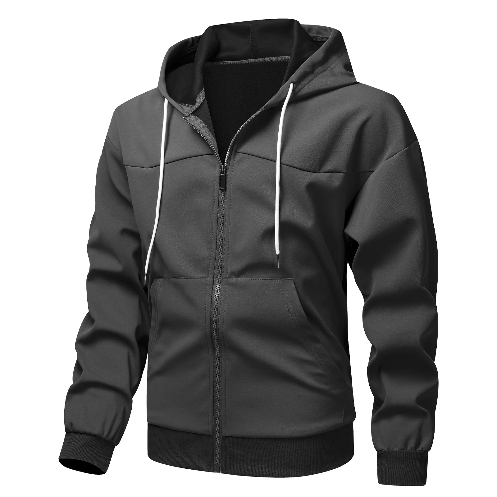 Men's Loose Thick Hoodie Long-Sleeved Zipper Jacket Casual Hooded Cardigan Warm Windproof Autumn Winter Top Coat