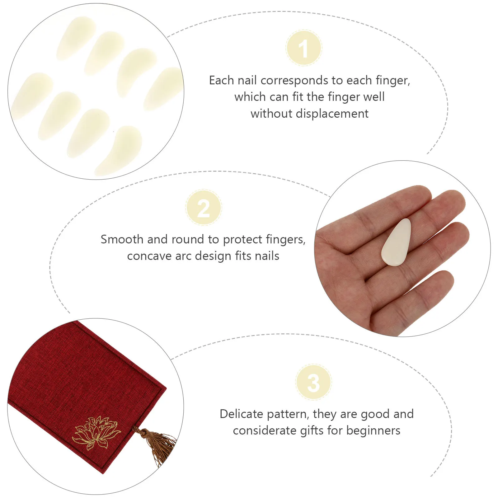 

1Set Guzheng Practice Fake Nails Comfortable Finger Nail Protectors Portable Durable Guzheng Accessories for String Instrument