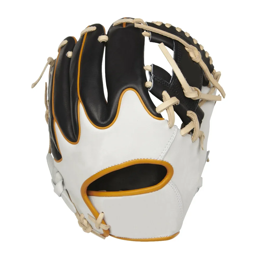 High quality professional cowhide infield baseball glove, right hand thrower white black