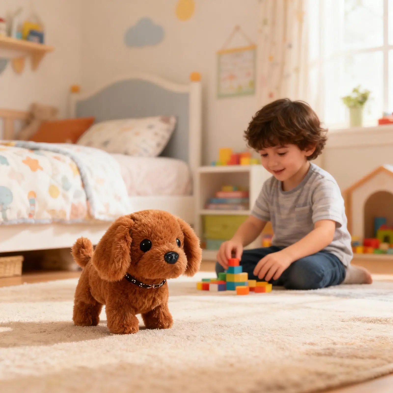 2026 New Simulation Cute Plush Robot Puppy Interactive Walking Simulated Puppy Barking Tail Wagging Puppy Plush Toy Chilren