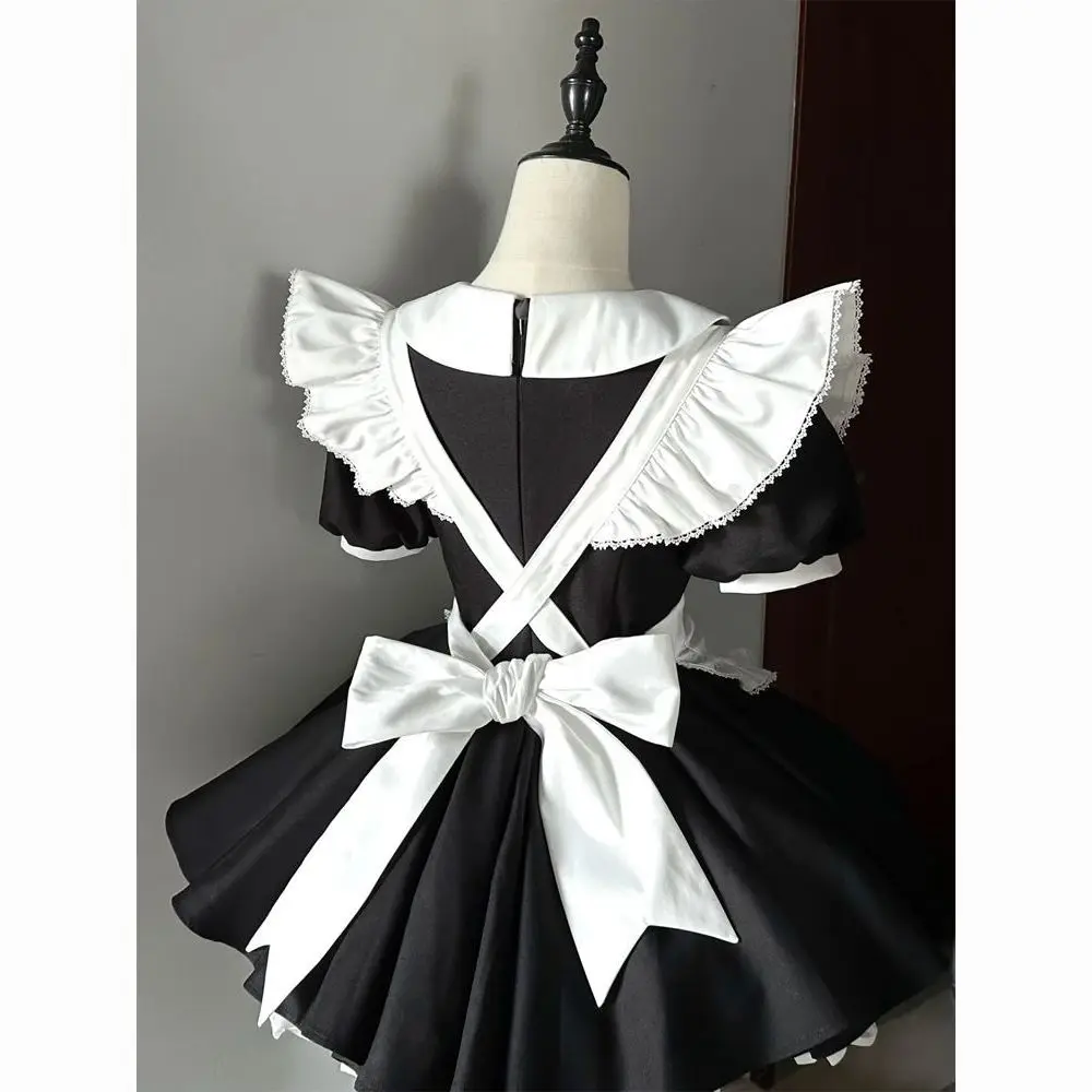 جو جديد حلو ولطيف كوس خادمة لوليتا القوس فستان حزام المئزر المرأة قطعتين مجموعة #4