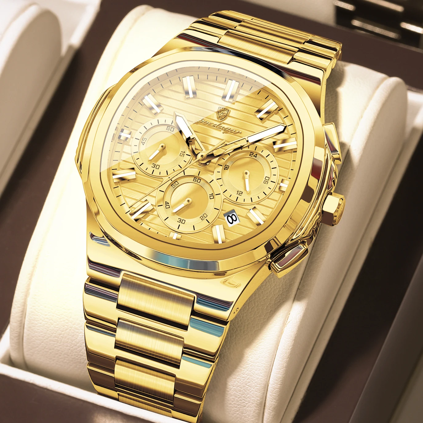 Men's Luminous Waterproof Stainless Steel Chronograph Quartz Watch