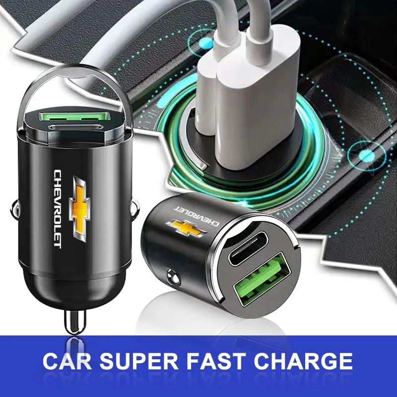 1 Uds cargador de coche USB tipo C adaptador de carga rápida accesorios de coche para Chevrolet Cruze Spark Malibu Trax Aveo Captiva Colorado
