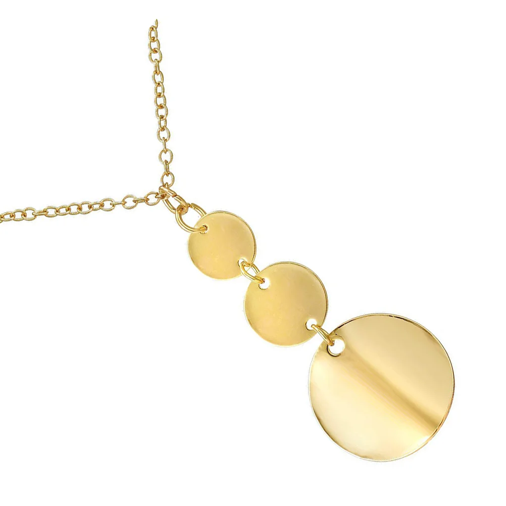 

Y-Style Long Neck Chain Strand Layered Sweater Choker with Round Charm Pendant Warm Winter Accessory Fashionable Clavicle