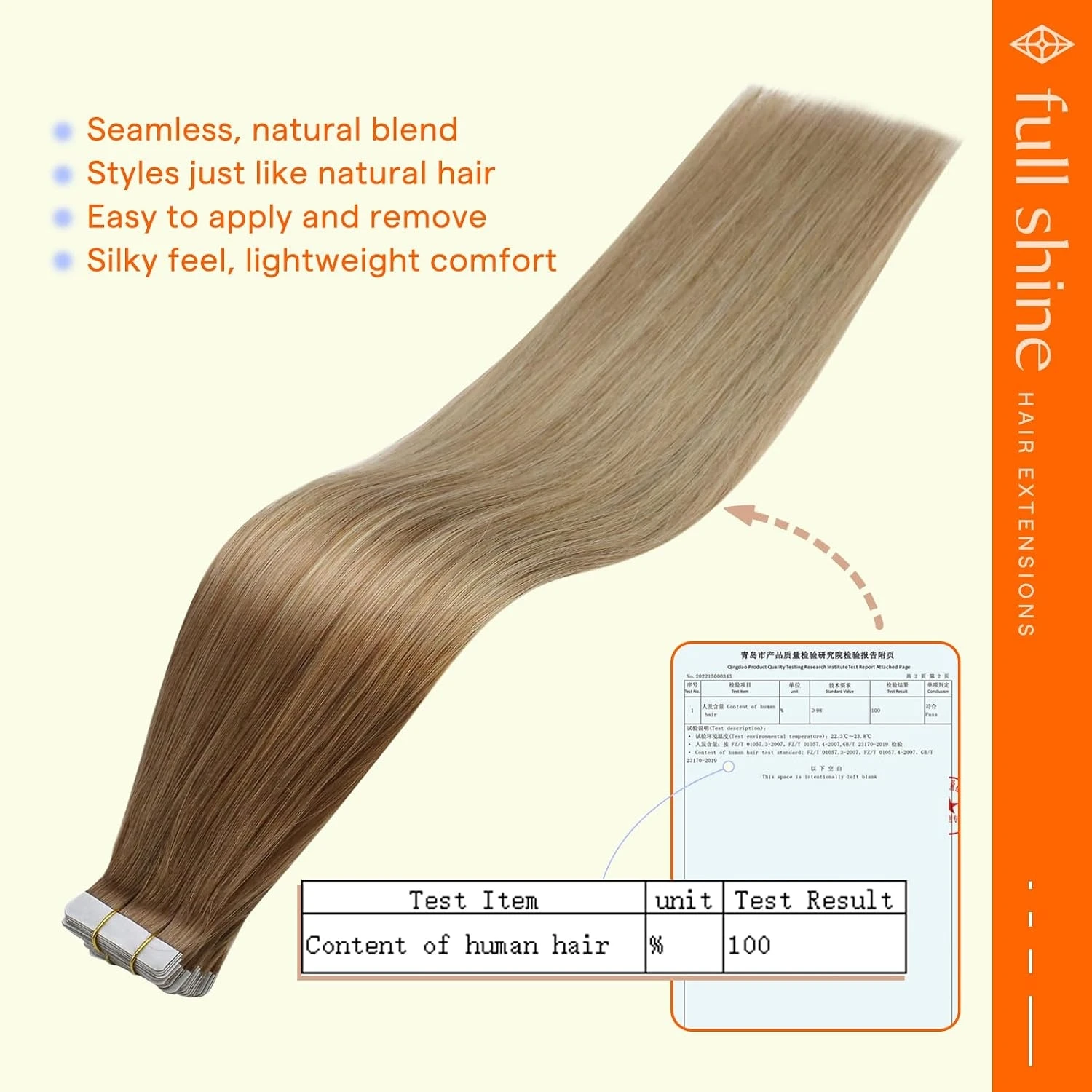 Full Shine Tape on Hair Extensions 20Pcs Skin Weft 100% Real Straight Natural Human Hair for Women