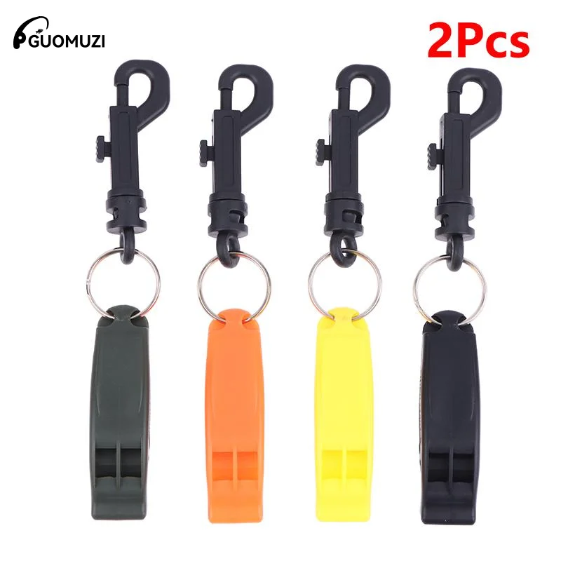 

2pcs Emergency Whistle Safety Survival Whistle Signaling Whistle With Hook For Outdoor Camping Hiking