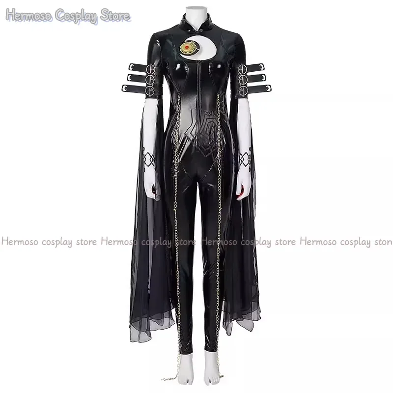 Bayonetta Cosplay Costume Wig Bodysuit Woman Bayonetta Blaco Jumpsuit Halloween Costume Gloves Headband Glasses Cosplay Outfit