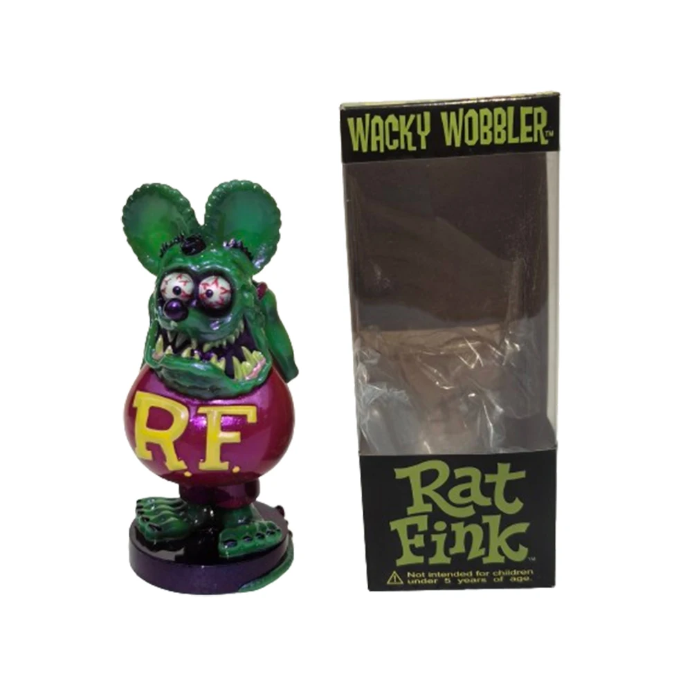 Rat Fink 10 stili Crazy Mouse Shake Head Doll locomotiva cultura 17cm PVC Anime Figure Ornament Model Toy