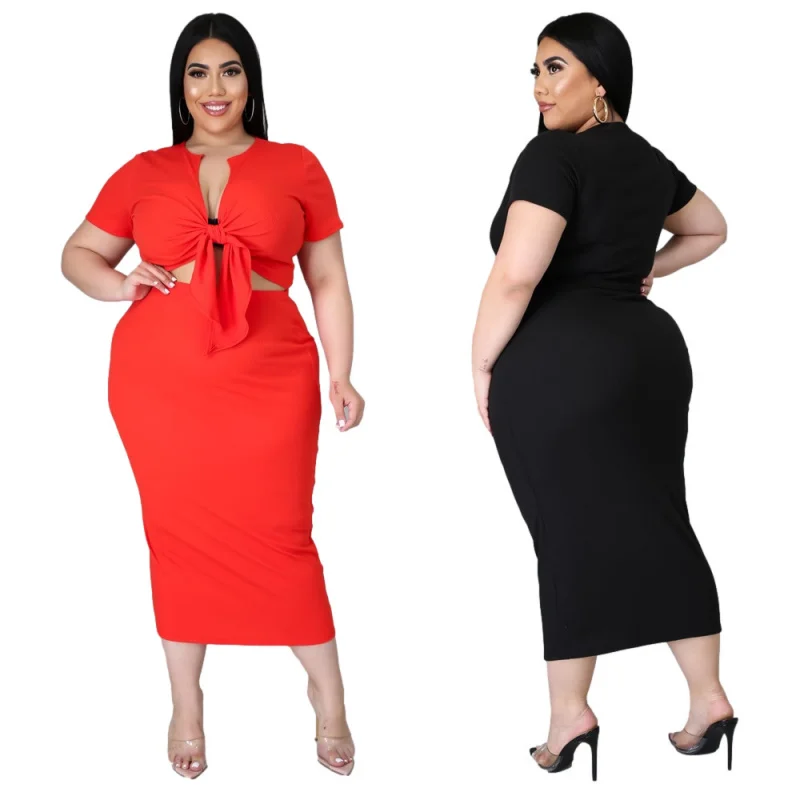 

European and American plus Size Fashion Women's Wear Sexy Chest Strap Two-Piece Set