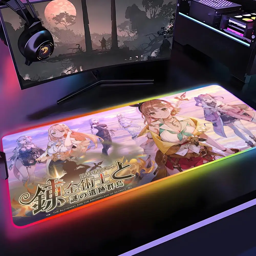 

Atelier Ryza Ever Darkness & The Secret Hideout Mouse Pad Gamer Rgb Desk Mat Black Light Led Mousepad Setup Deskmat Big Mousepad