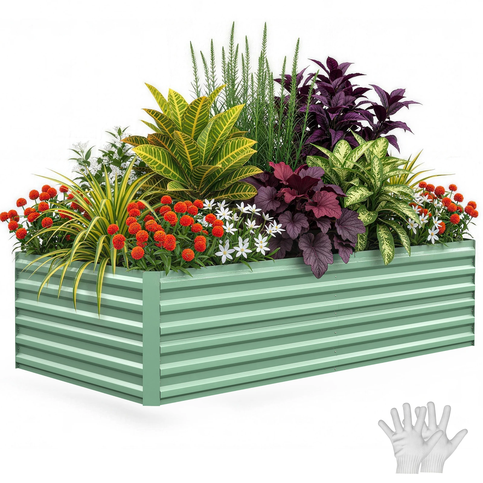Open Bottom Deep Raised Garden Bed Galvanized Metal Planter Box Easy Assembly Rust Resistant For Outdoor Vegetables Herbs Flowers 6X3X2 Ft 24 In Tall Beige