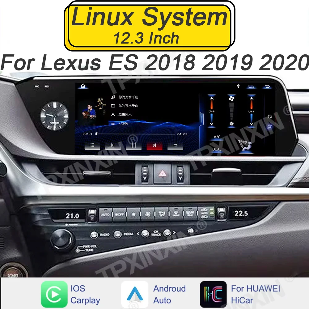 Linux System 12.3 Inch For Lexus ES 2018 2019 2020 Upgrade Wireless CarPlay Android Auto HiCar The Original Car Mirror Link
