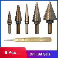 6Pcs HSS Cobalt Multiple Hole Step Drill Bit Set Tools Aluminum Case Metal Drilling Tool For Metal Wood Step Cone Drill