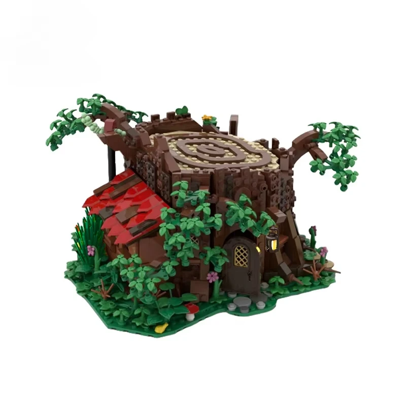 MOC Architecture Creative Fairytale Forest Tree House Elf Flower House DIY Assembled Building Blocks Toy Children's Gift