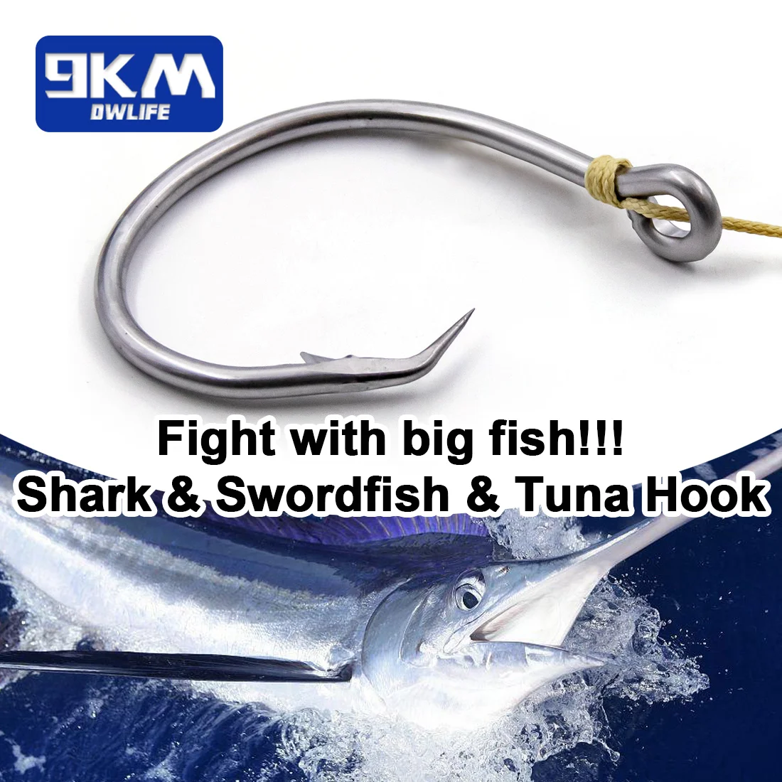 9KM Riesen-Angelhaken 6/0-28/0 Geschmiedete Inline-Kreishaken für Hai, Schwertfisch & Thunfisch, Salzwasser-Angeln, 2-25 Stück – Detail 5