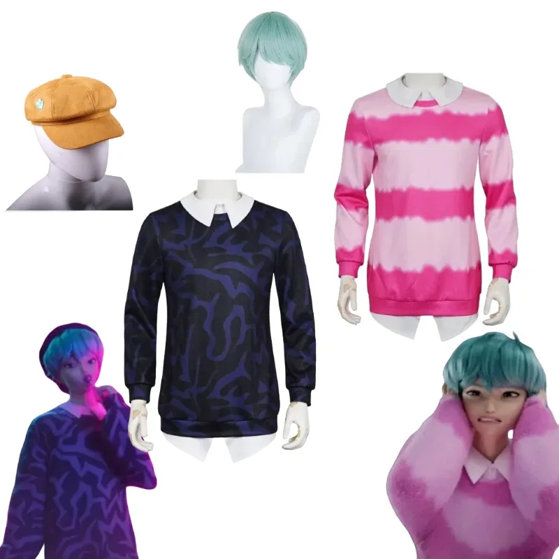 

KPop Demon Hunters Saja Boys Baby Cosplay Costume Black Top Hat Wig for Women Men Halloween Carnival Party Roleplay Outfits
