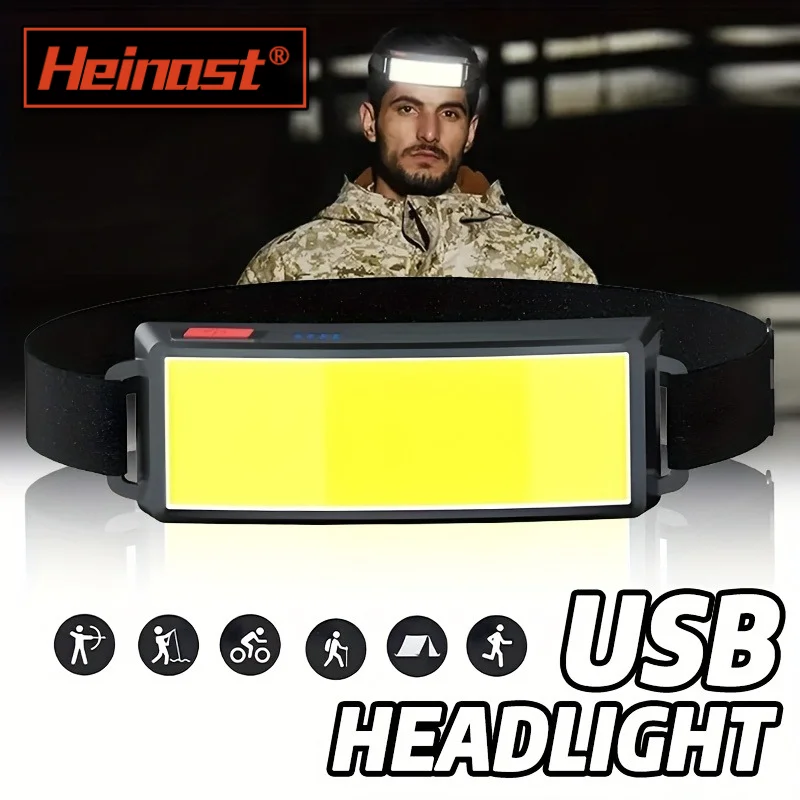 COB Portable LED Headlights Outdoor Headlight Built in Battery USB Rechargeable Head Lamp Camping Fishing Climbing Lantern