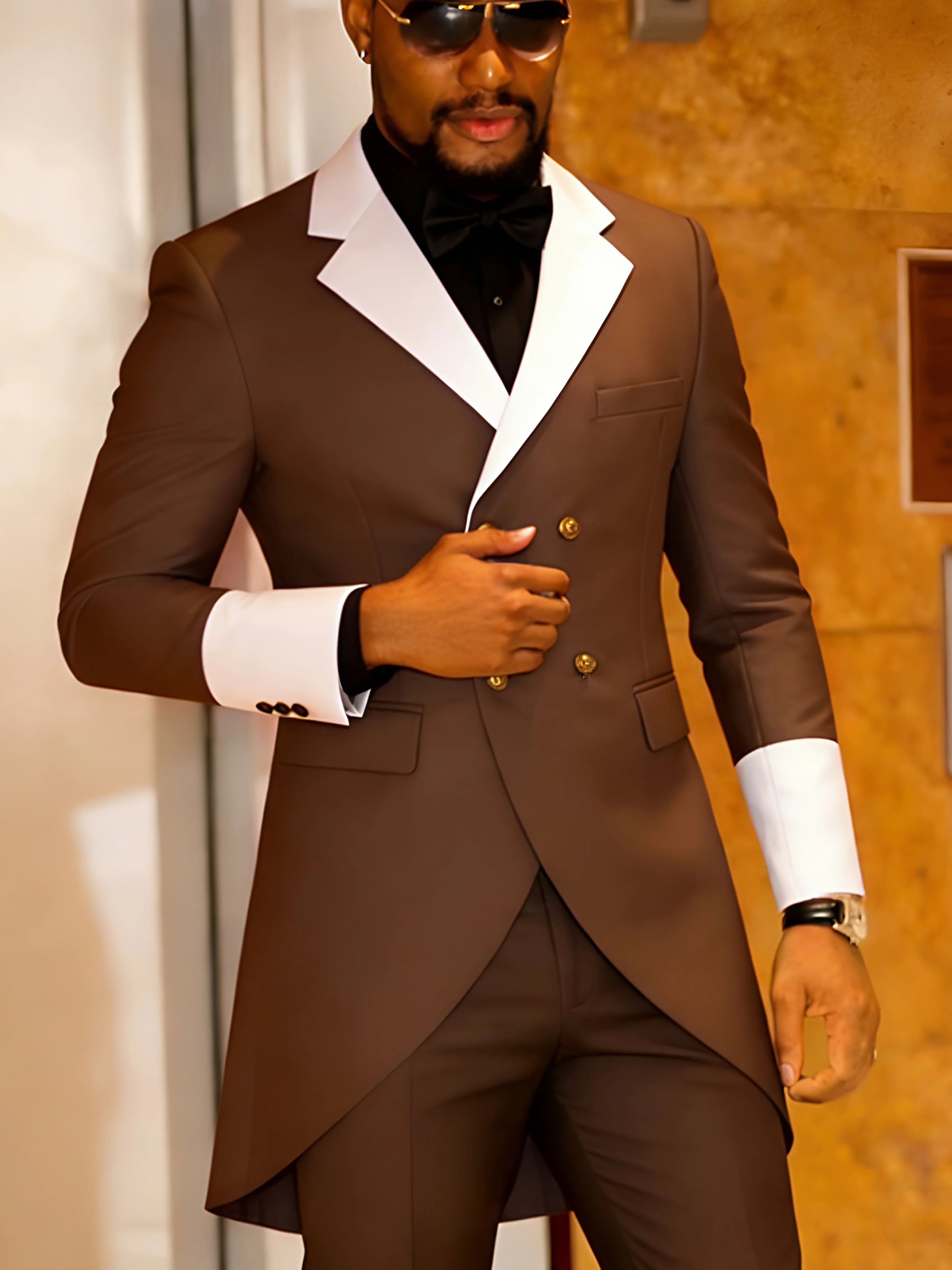 

Мужской фрак, мужские костюмы, двубортный приталенный двубортный фрак с ласточкой для выпускного вечера, концерта, свадьбы