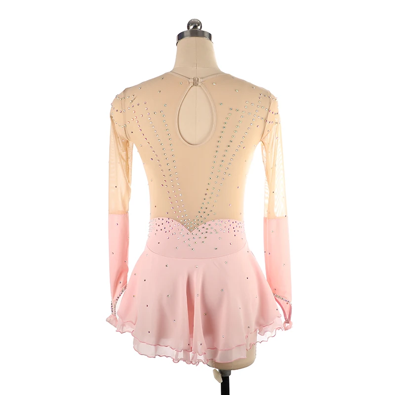 فستان Nasinaya للتزلج على الجليد، تنورة التزلج على الجليد للفتيات والنساء والأطفال، أداء الجمباز باللون الوردي الفاتح #6