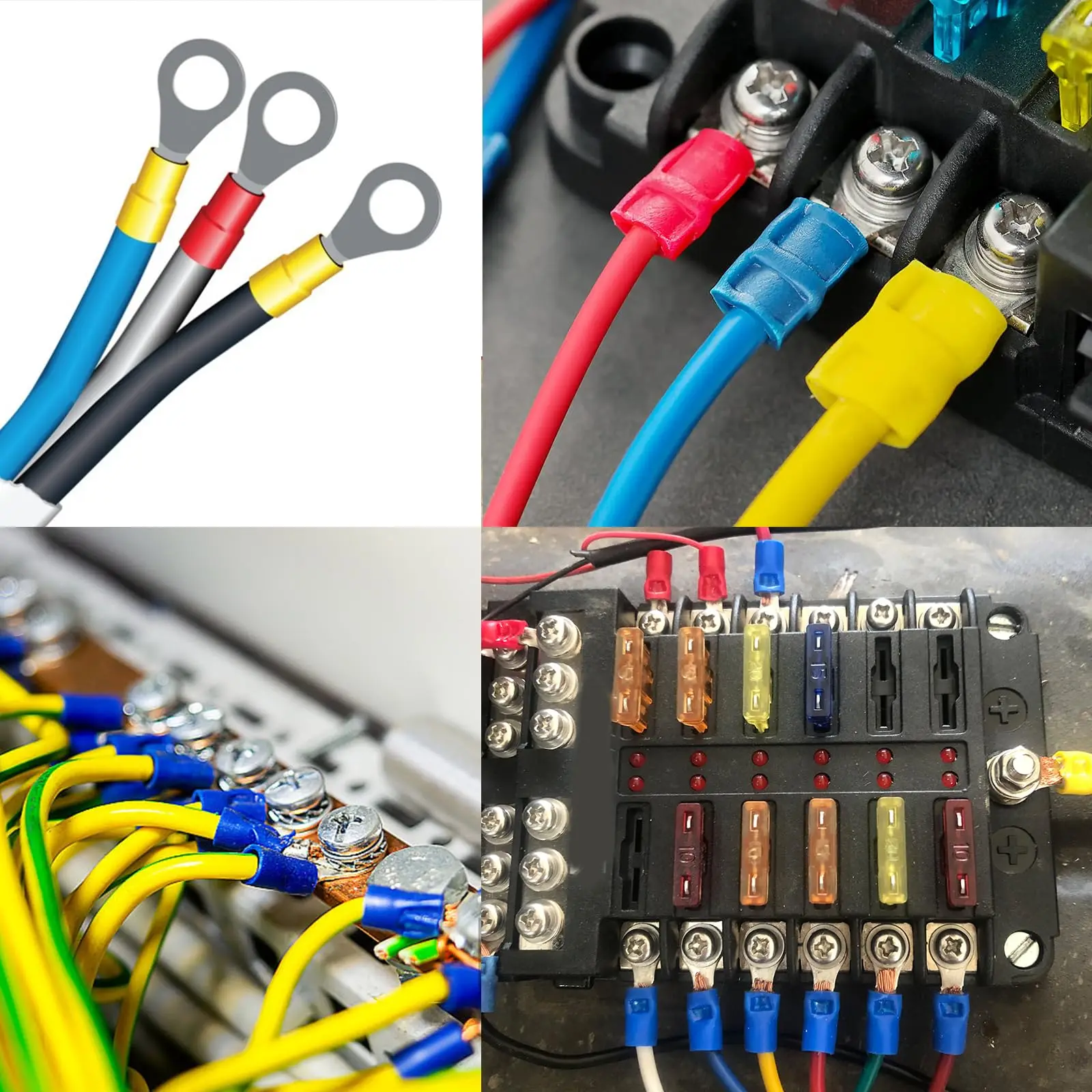 220/110 Stück Ringkabelschuhe, isolierte O-Typ-Crimpklemmen, M3-M8, 22-10 AWG, sortierte isolierte Kabelverbinder für elektrische Leitungen – Detail 4