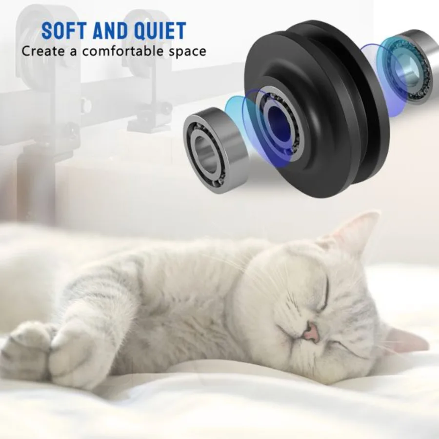 72 BiFolding Barn Door Hardware Kit für 4 Türen, reibungslos, leise, schwarze Spur-J-förmige Rolle [Türen nicht im Lieferumfang enthalten]