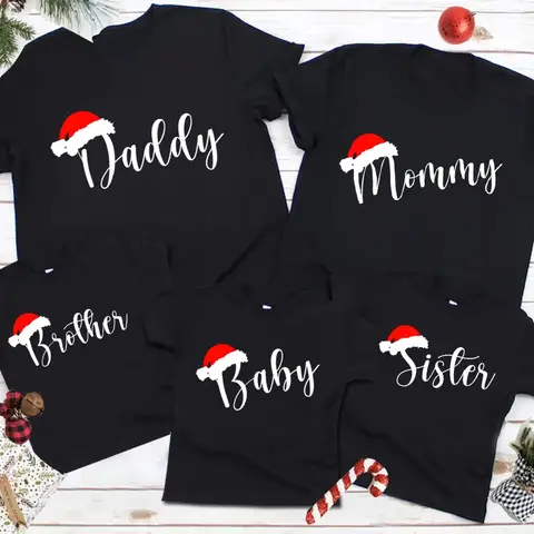 Family Christmas Shirt Costume Kids Shirt Boy Girl Clothing Children Matching Outfit Merry Christmas Baby Pajamas Mom Sister Dad