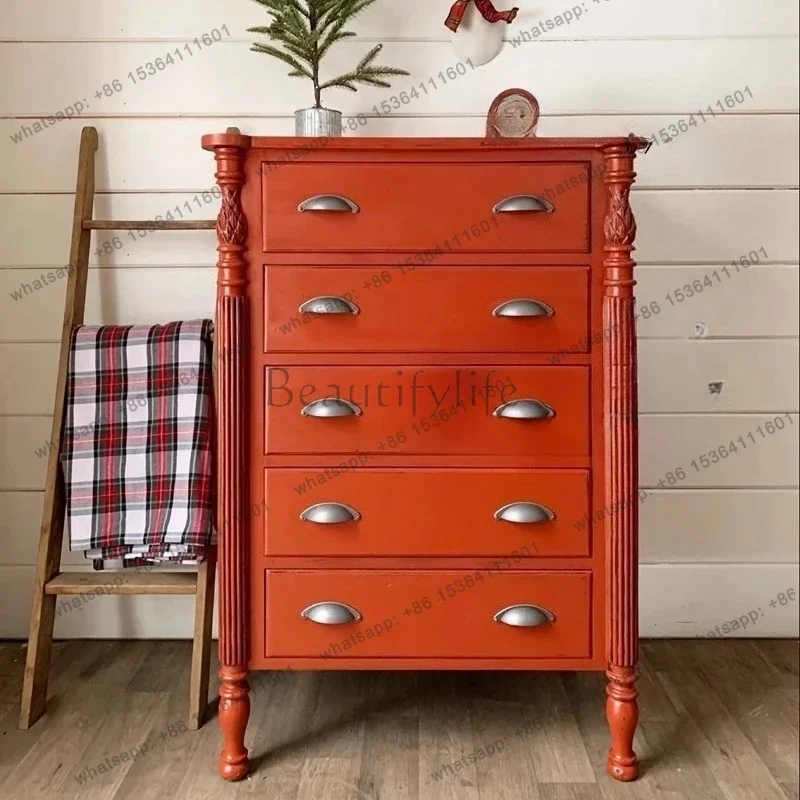 

yj9 French retro chest of drawers living room wall drawer locker light luxury high-end storage locker