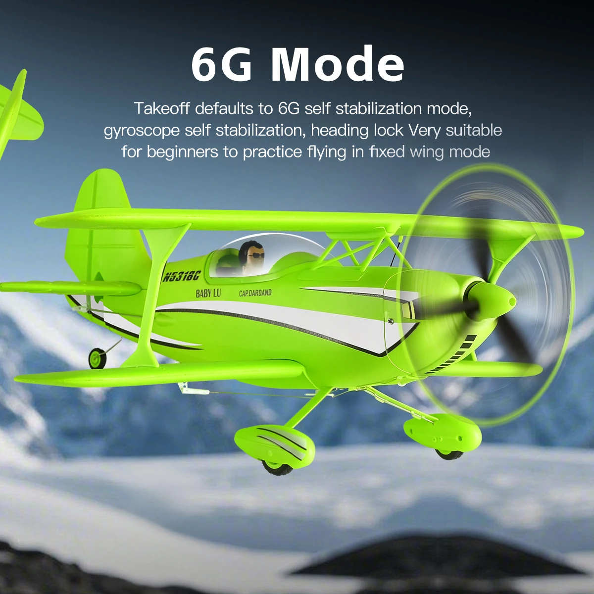 A310 Quadcopter RC Airplane 3D/6G Beech D17S Biplane High Simulation Brushless Motor for Boys Real Machine Portrait Gift Toy