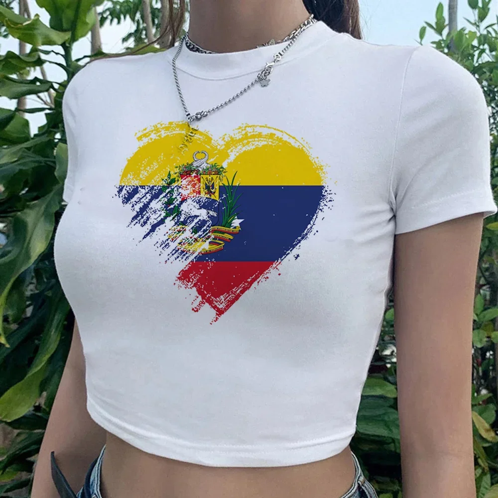 Venezuela 2000s cyber y2k trashy crop top Woman streetwear  vintage aesthetic Kawaii tshirt