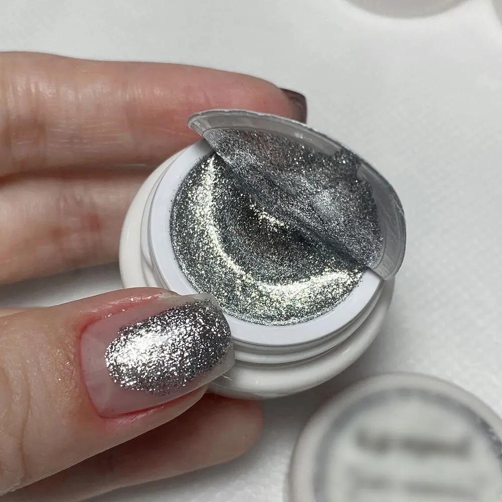 Sprankelende Glitter Nagellak Gel Goud Zilver Reflecterende Metallic Nagelgel Hoge Dichtheid Schilderij Voering Franse Stijl Gellak 5/8