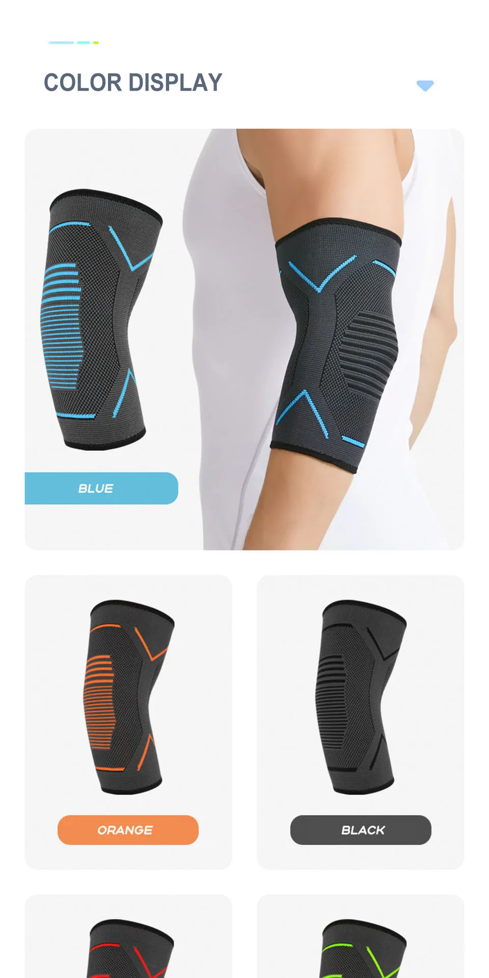 AOLIKES Ellenbogenbandage, Kompressionsmanschette, Armstützhülsen, Unterarm-Schmerzlinderungspads, Hosenträger für Sehnenentzündung, Tennis und Golfer, Ellenbogen – Detail 4