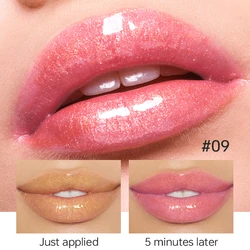 Temperature-Changing Lip Gloss, Moisturizing Long-Lasting Liquid Lipstick, Fine Glittering Pearl, Assorted Vibrant Berry Shades