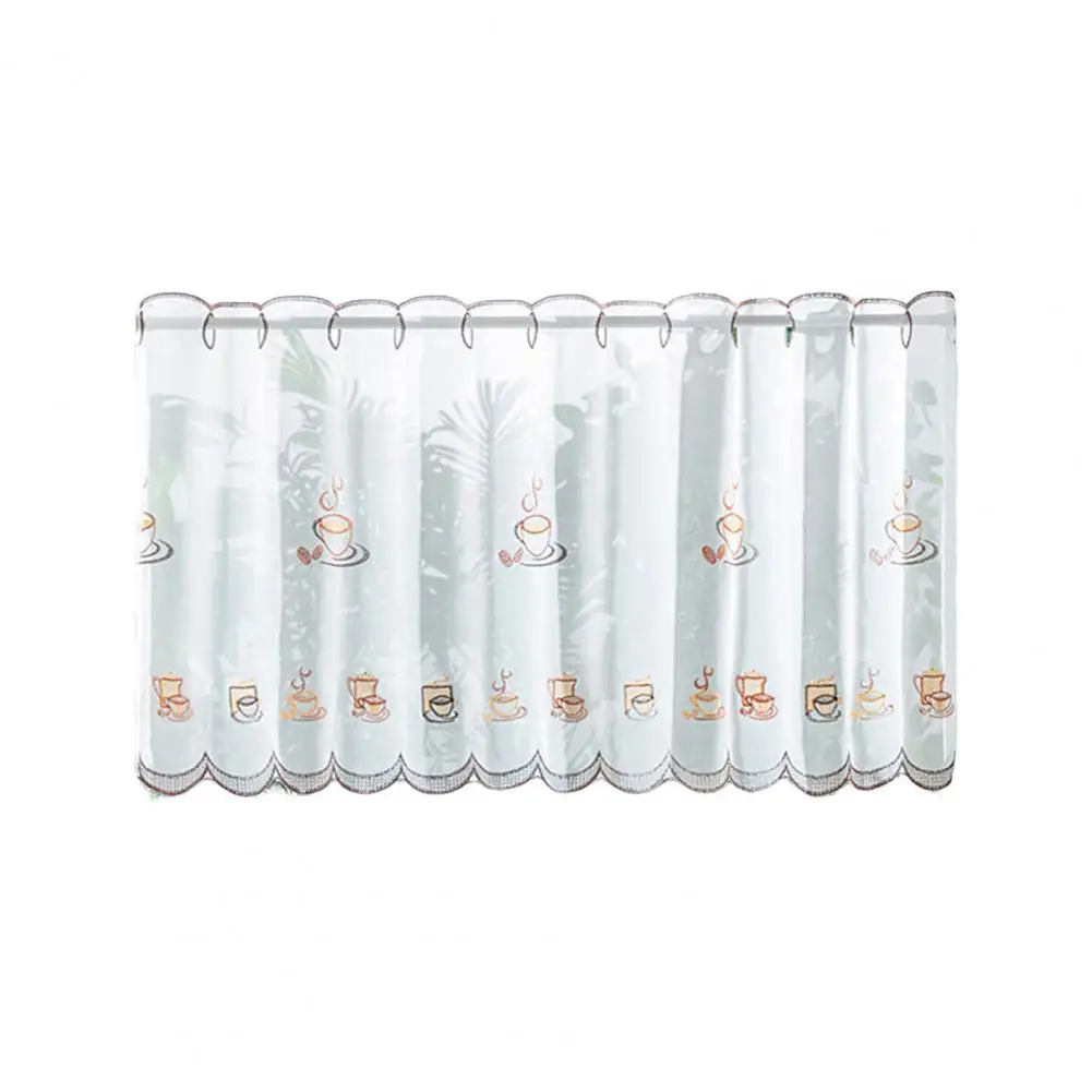 Exquisite Clear Printing Window Curtain Drape Effect Short Curtain Fine Embroidery Window Gauze Living Room Supply