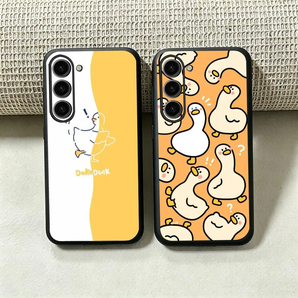 Duck cute cartoon pattern design Phone Case For Samsung Galaxy S26 S25 S24 S23 S22 S21 Plus Ultra Note20 Soft Black