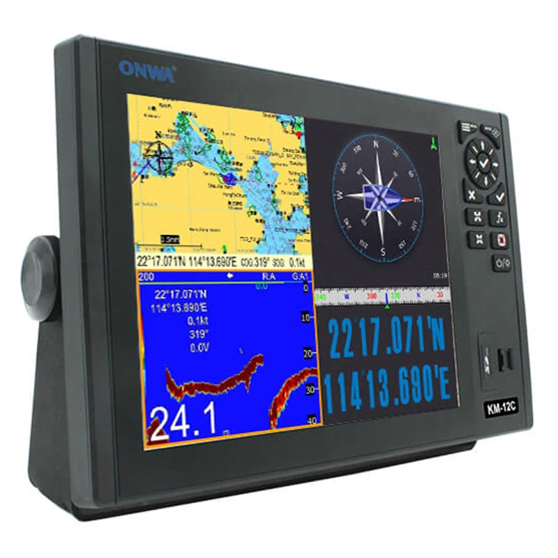 KM-12C 12-Inch GPS Chart Plotter Multi-Function Display with Fish Finder and Echo Sounder for Marine Supplies