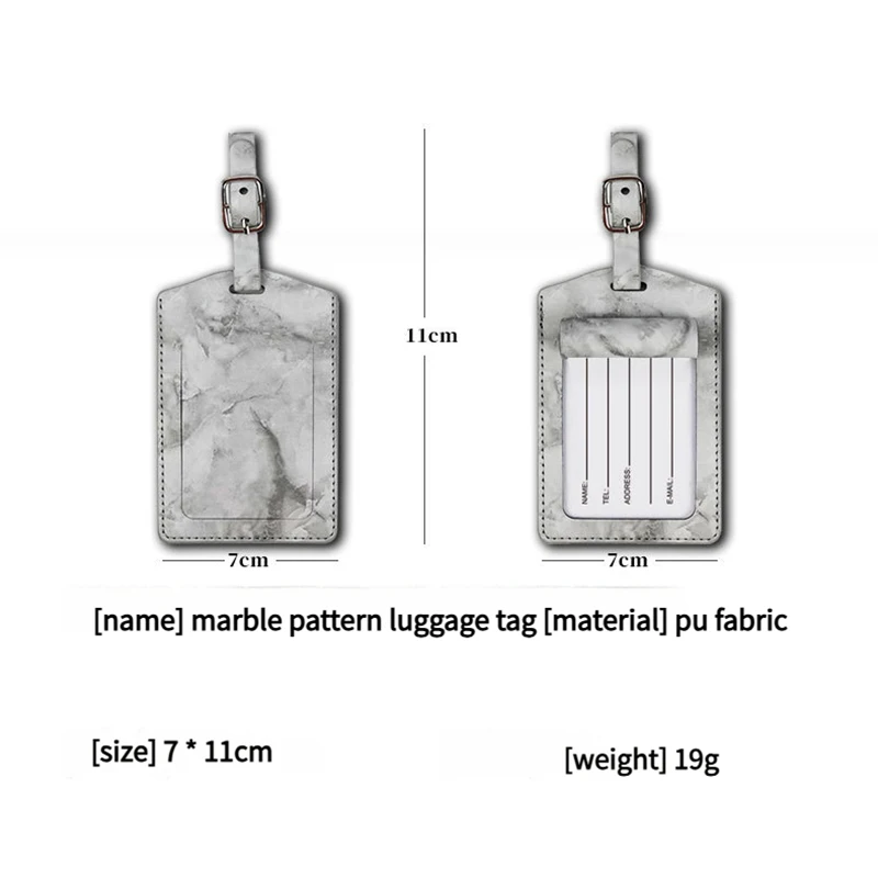 Marble Pattern PU Luggage Tag - Durable Scratch-Resistant Build, Secure Quick-Attach Buckle,  Baggage Identifier with Name Card