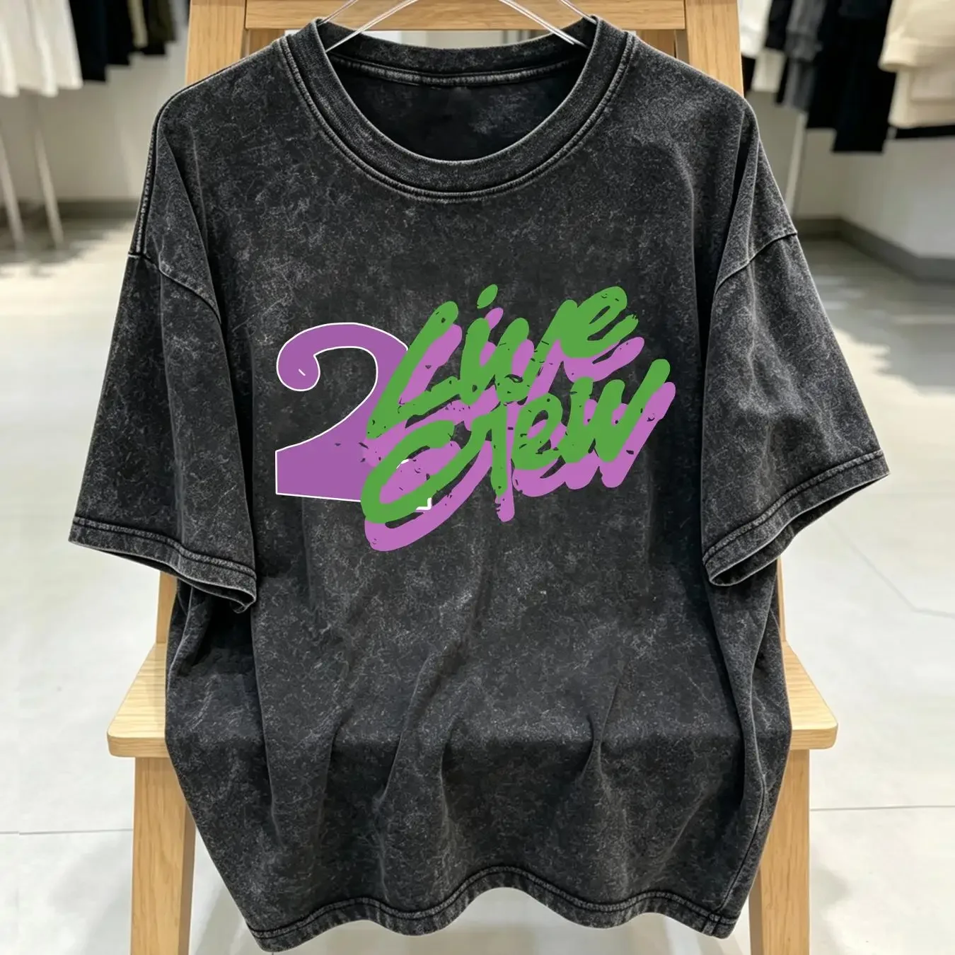 washed T Shirt New The 2 Live Crew 1989 Vintage Mens vintage Washed Casual graphic Unisex homme Versatile designer clothes