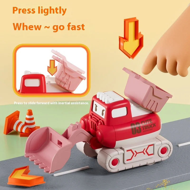 Children's press car, engineering vehicle, durable excavator, press sliding, baby's puzzle and rebound toy car wholesale